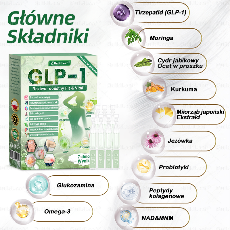 Oficjalny sklep Polska | ☘️☘️BuildLeaf® GLP-1 8-w-1 Fit & Vital Rozwiązanie (Jednorazowe dziennie, widoczne zmiany w ciągu 7 dni) ✅ Otyłość, zdrowie sercowo-naczyniowe, cukrzyca, bezdech senny, zdrowie jelit, problemy ze stawami i inne.