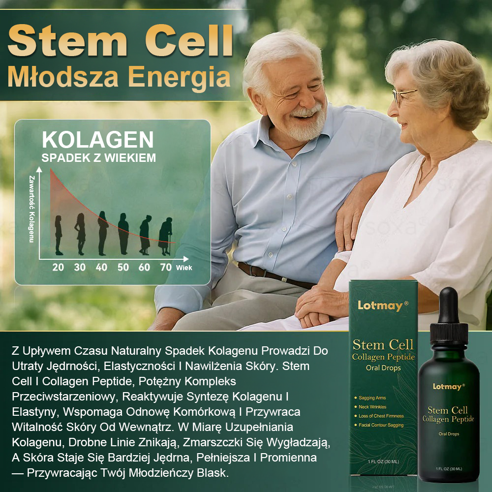 Lotmay® 🚀 Doustne Krople z Komórkami Macierzystymi i Peptydami Kolagenowymi (Ujędrniają i Utrzymują Sprężystość Skóry oraz Zmniejszają Powstawanie Zmarszczek)