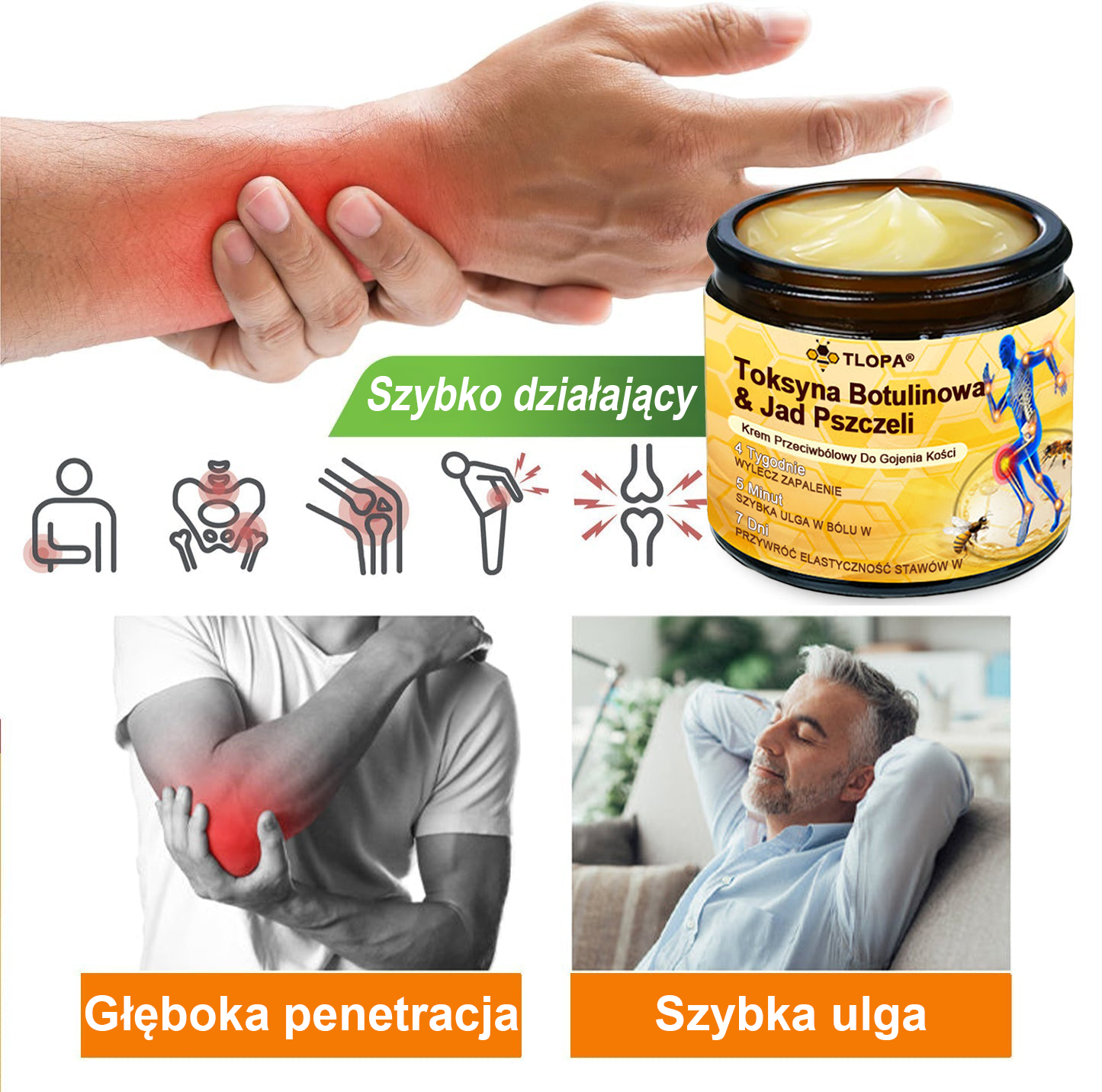 TLOPA® Toksyna botulinowa i jad pszczeli Balsam Łagodzący Ból i Leczenie Kości🐝🌿 (Polecane dla seniorów przez ortopedów)🔥🔥