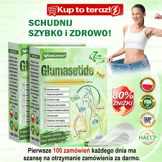 Oficjalny Sklep | 👩‍⚕️🩹 𝐆𝐞𝑒𝐿𝑒𝐦𝐨𝐧® 𝐆𝐥𝐮𝐦ase𝐭𝐢𝐝𝐞 10 𝐰 𝟏 Smukły i Zdrowy Nano Plaster z Mikronakłuciami 🇵🇱(Tylko raz dziennie, widoczne zmiany już w 7 dni)✅ Na otyłość, 🅛🅞🅞🅢🅔 🅢🅚🅘🅝 wiotką skórę, cukrzycę, bezdech senny, problemy ze stawami i wiele więcej