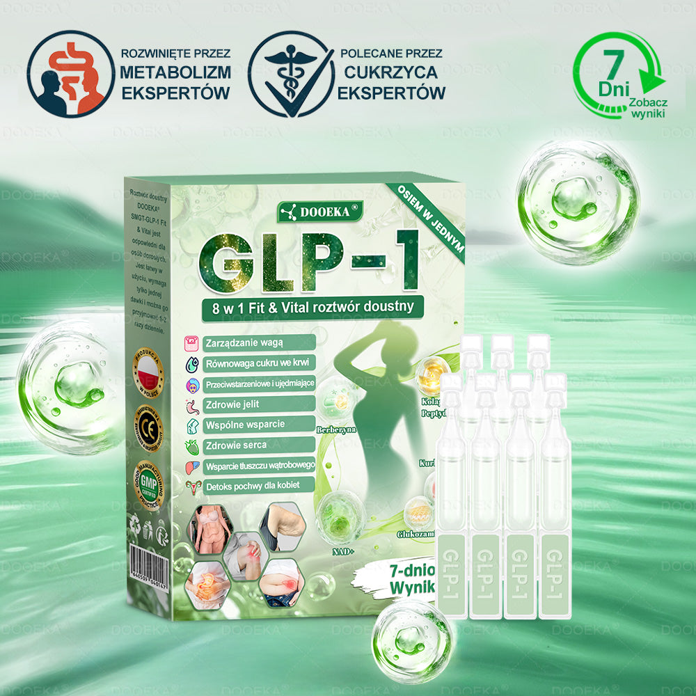 🍐🍐DOOEKA® GLP-1 8 w 1 Fit & Vital roztwór doustny – Raz dziennie, widoczne zmiany w ciągu 7 dni / W przypadku otyłości, zdrowia serca i układu krążenia, cukrzycy, bezdechu sennego, zdrowia jelit, problemów ze stawami i wielu innych