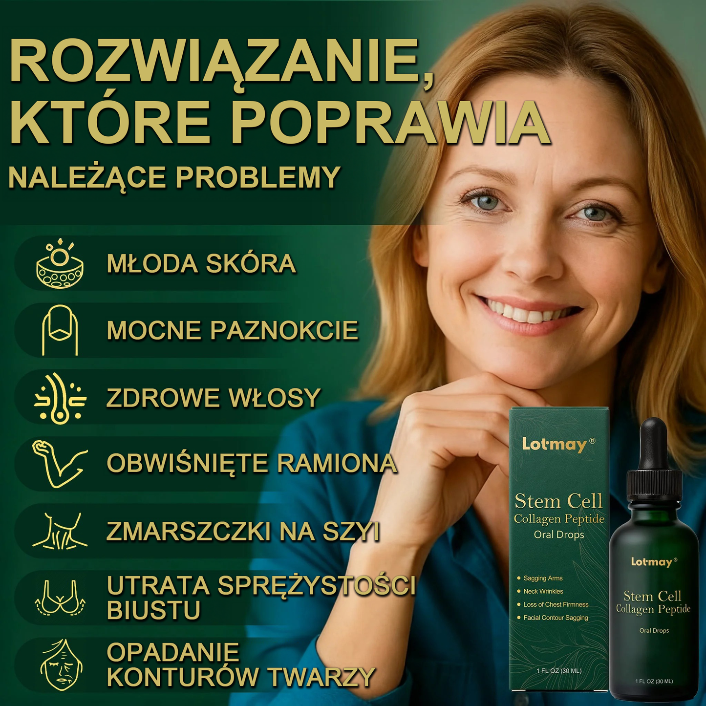 Lotmay® 🚀 Doustne Krople z Komórkami Macierzystymi i Peptydami Kolagenowymi (Ujędrniają i Utrzymują Sprężystość Skóry oraz Zmniejszają Powstawanie Zmarszczek)