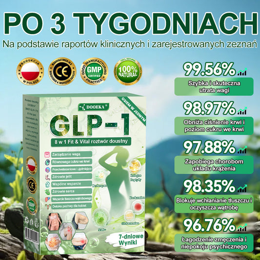 🍐🍐DOOEKA® GLP-1 8 w 1 Fit & Vital roztwór doustny – Raz dziennie, widoczne zmiany w ciągu 7 dni / W przypadku otyłości, zdrowia serca i układu krążenia, cukrzycy, bezdechu sennego, zdrowia jelit, problemów ze stawami i wielu innych