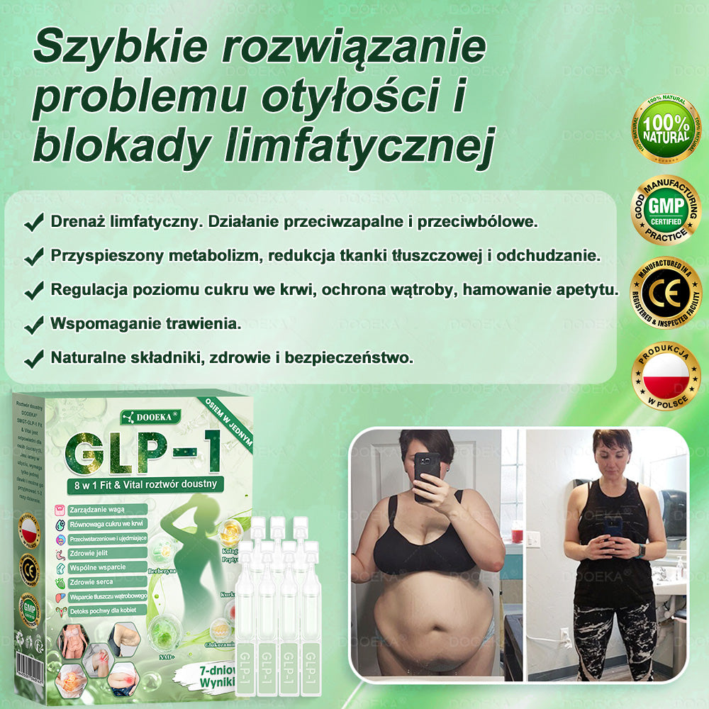 🍐🍐DOOEKA® GLP-1 8 w 1 Fit & Vital roztwór doustny – Raz dziennie, widoczne zmiany w ciągu 7 dni / W przypadku otyłości, zdrowia serca i układu krążenia, cukrzycy, bezdechu sennego, zdrowia jelit, problemów ze stawami i wielu innych
